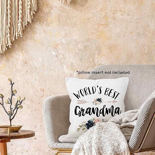 Miniatura 2 de World's Best Grandma Gifts - Funda de almohada de 18 x 18 pulgadas, funda de almohada de cumpleaños para abuela, decoración cuadrada para el hogar,