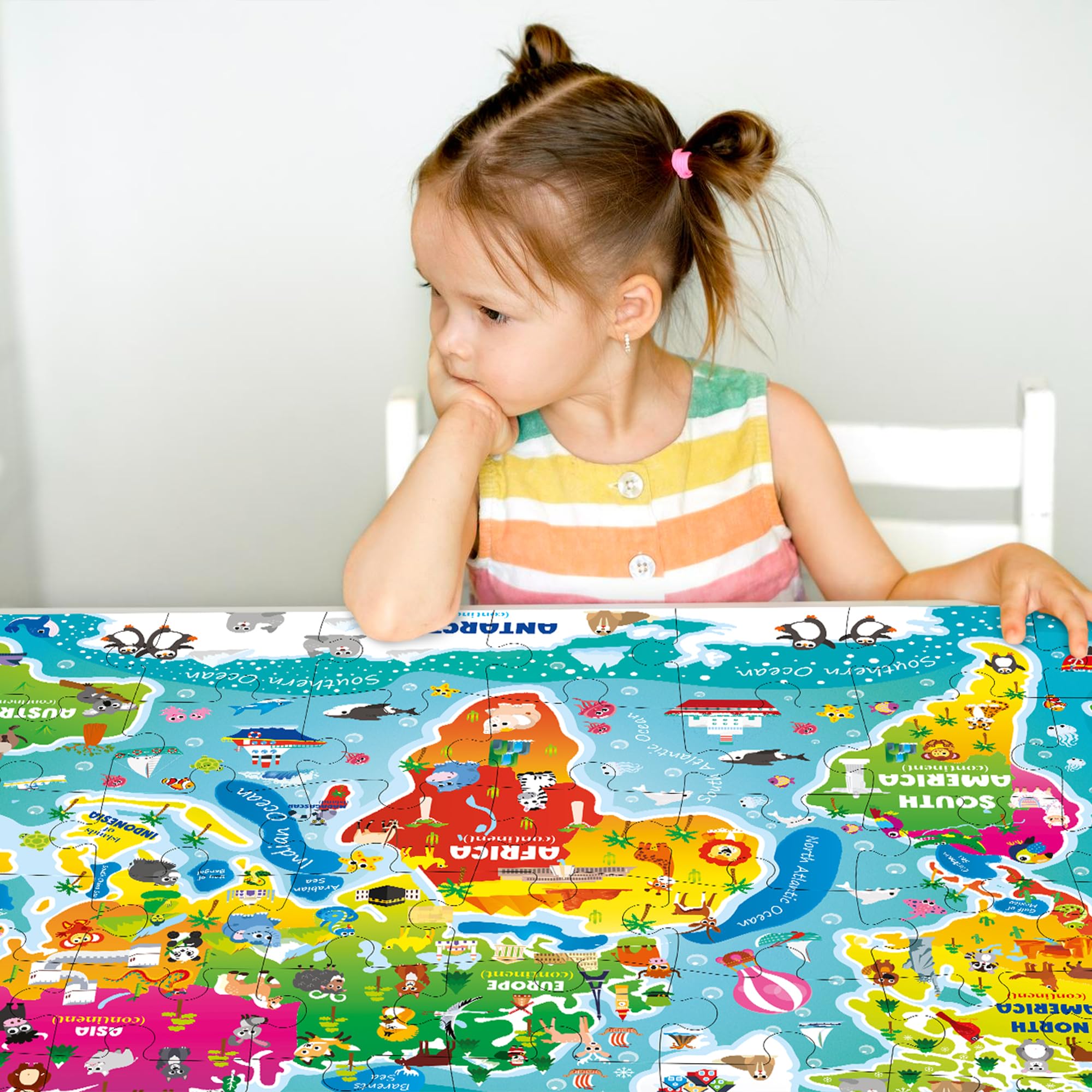 QUOKKA Puzzle Mapa Mundi Infantiles 3 4 5 Años - 60x90 cm 48 Piezas Puzzle XXL Gigante de Suelo para Niños 5 6 Años - Grande Juguete Mundo - Regalo Educativo para Niños y Niñas de 2 a 6