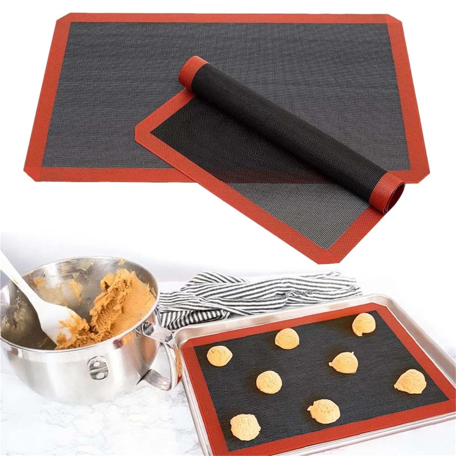 Ofenmatte 2 Stück 30 x 40 cm Silikon-Backmatten-Blatt, wiederverwendbar, Backplätzchen-Blatt, antihaftbeschichtet, hitzebeständig, Backmatte for Backofen, Grill, Mikrowelle FüR Backofen Mikrowelle