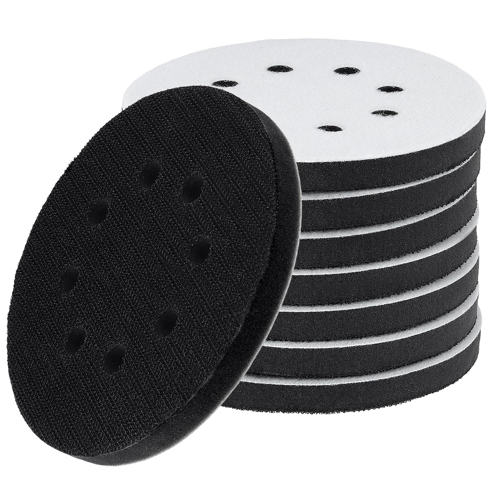 KOHAND 8 PCS Upgraded Foam Sanding Pads for Orbital Sander, 5 Inch/125mm 8 Holes Soft Density Foam Interface Pad, Hook and Loop Sponge Buffer Backing Pad for Sanding Polishing