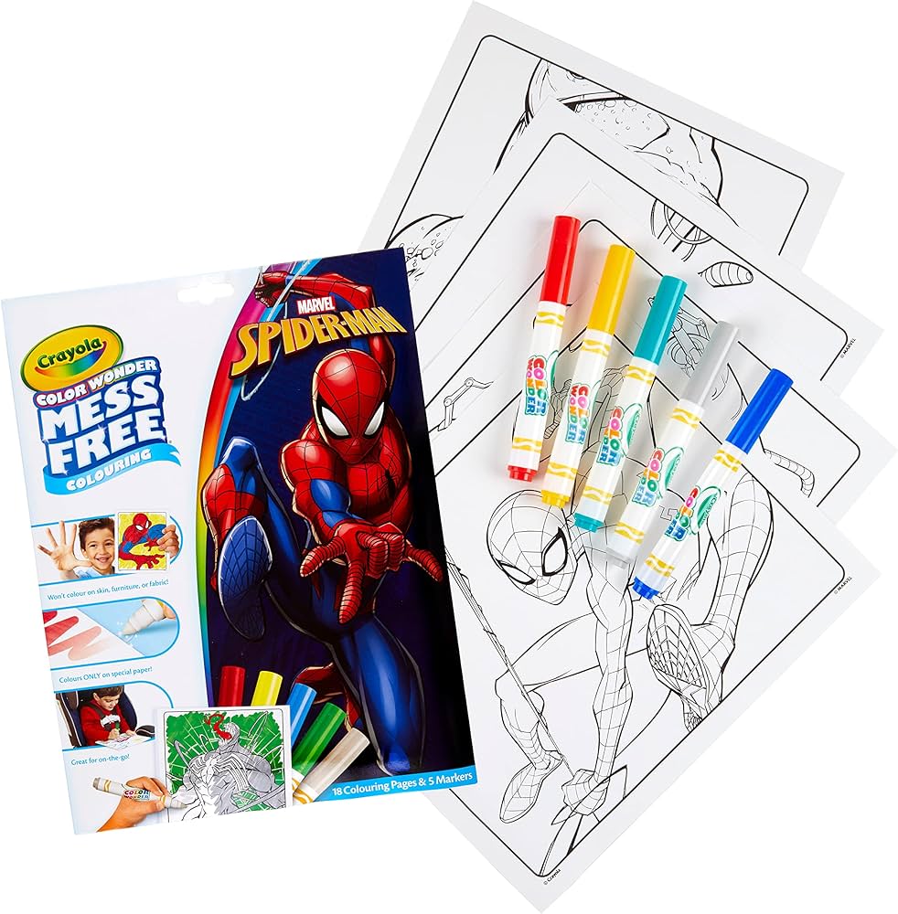 CRAYOLA Color Wonder - Marvel Spider-Man Tubeless Coloring Page (Includes  18 Coloring Pages & 5 Magical Color Markers) : Amazon.se: Toys