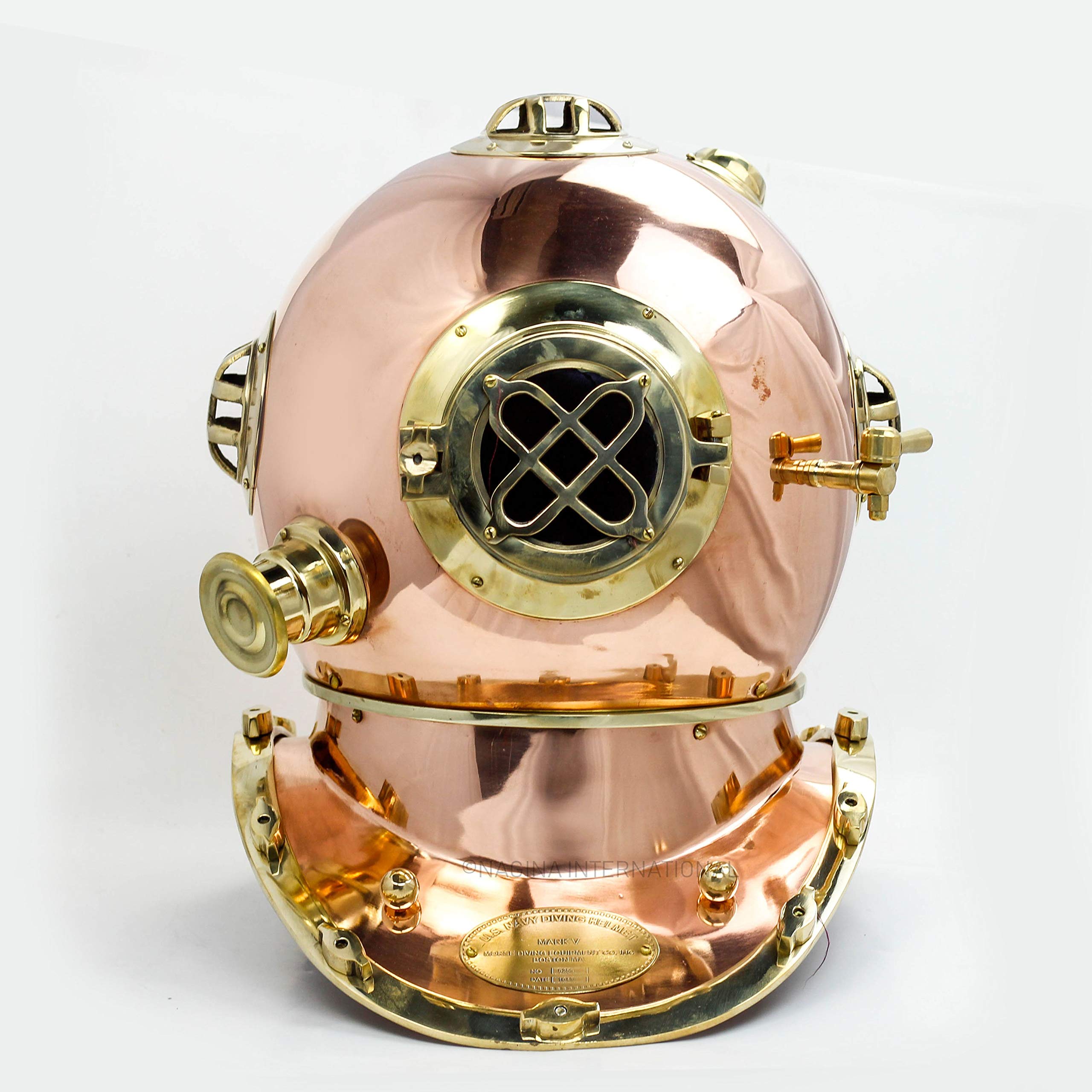 Casco náutico de buceo de 12 pulgadas | Casco decorativo de barco marítimo | Nagina International (12 pulgadas, cobre pulido)