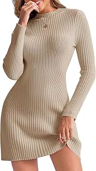 Saodimallsu Womens Long Sleeve Sweater Dress Bodycon Crew Saodimallsu Womens Long Sleeve Sweater Dress Bodycon Crew