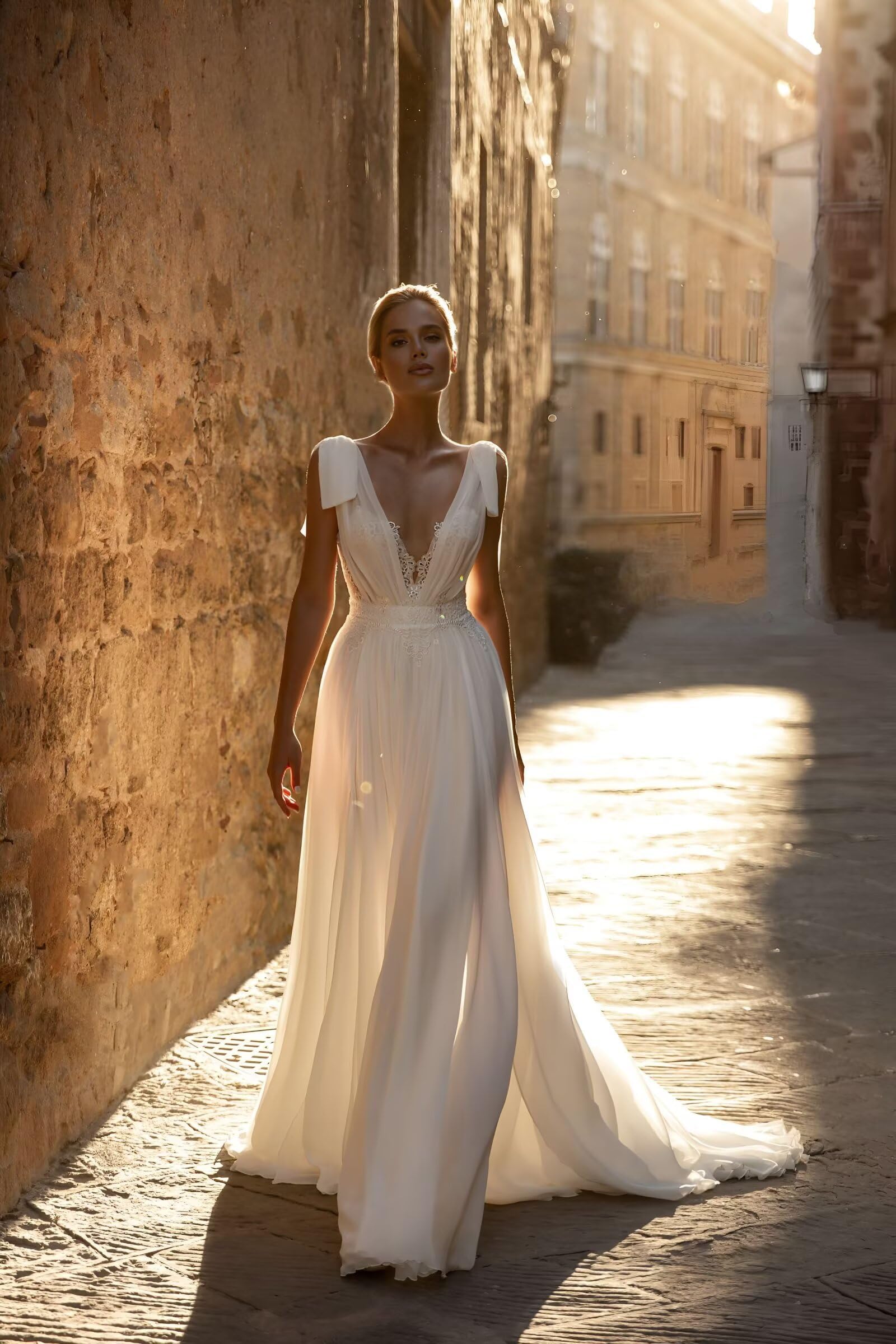 Abiti da sposa sirena per la sposa Tulle Appliques Pizzo Abiti da sposa Lunghi Spiaggia