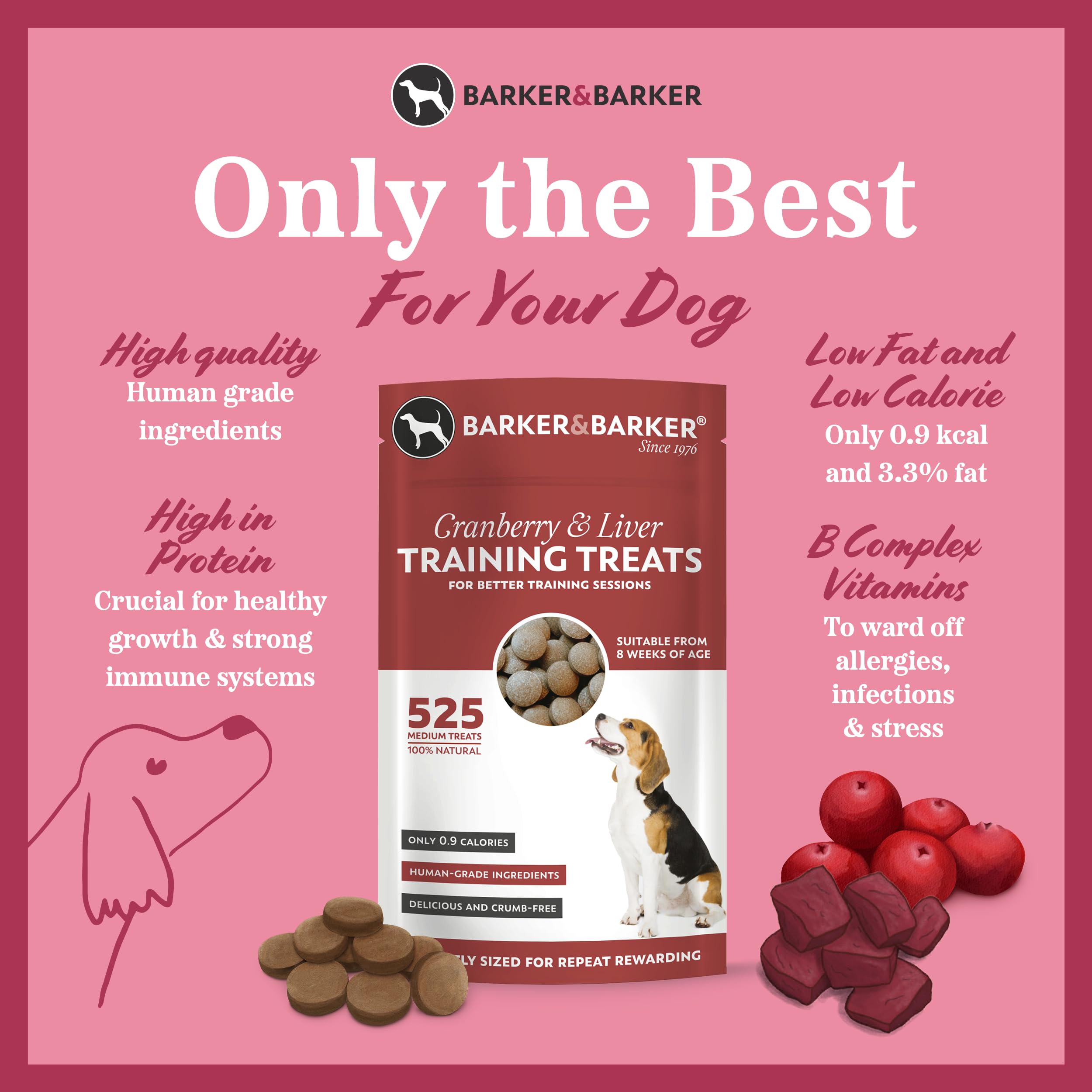 Barker and Barker Grain Free Dog Training Treats ❘ 525 Healthy Cranberry & Liver Treat Pack - Image 2