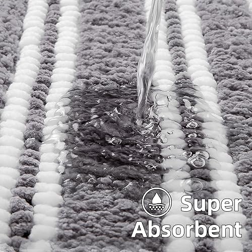 Miniatura 4 de Alfombras de baño de 17 x 24 pulgadas, extra suaves, absorbentes, de felpilla, antideslizante, parte trasera de goma, lavables a máquina, alfombras