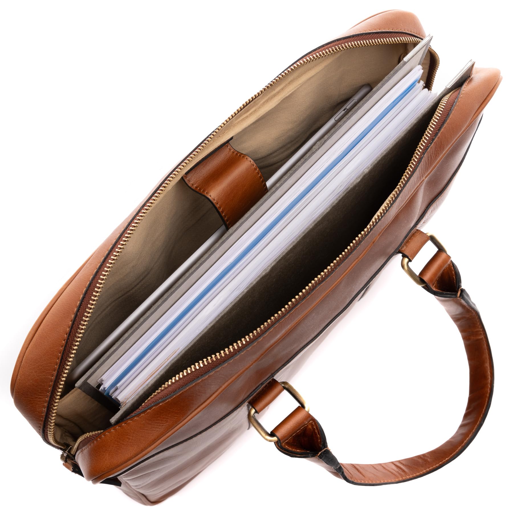 SID & VAIN Sac Ordinateur Portable Cuir véritable 15 Pouces Brady Mallette Professionnelle bandoulière Grand pour Hommes et Femmes Serviette de Travail élégant Marron