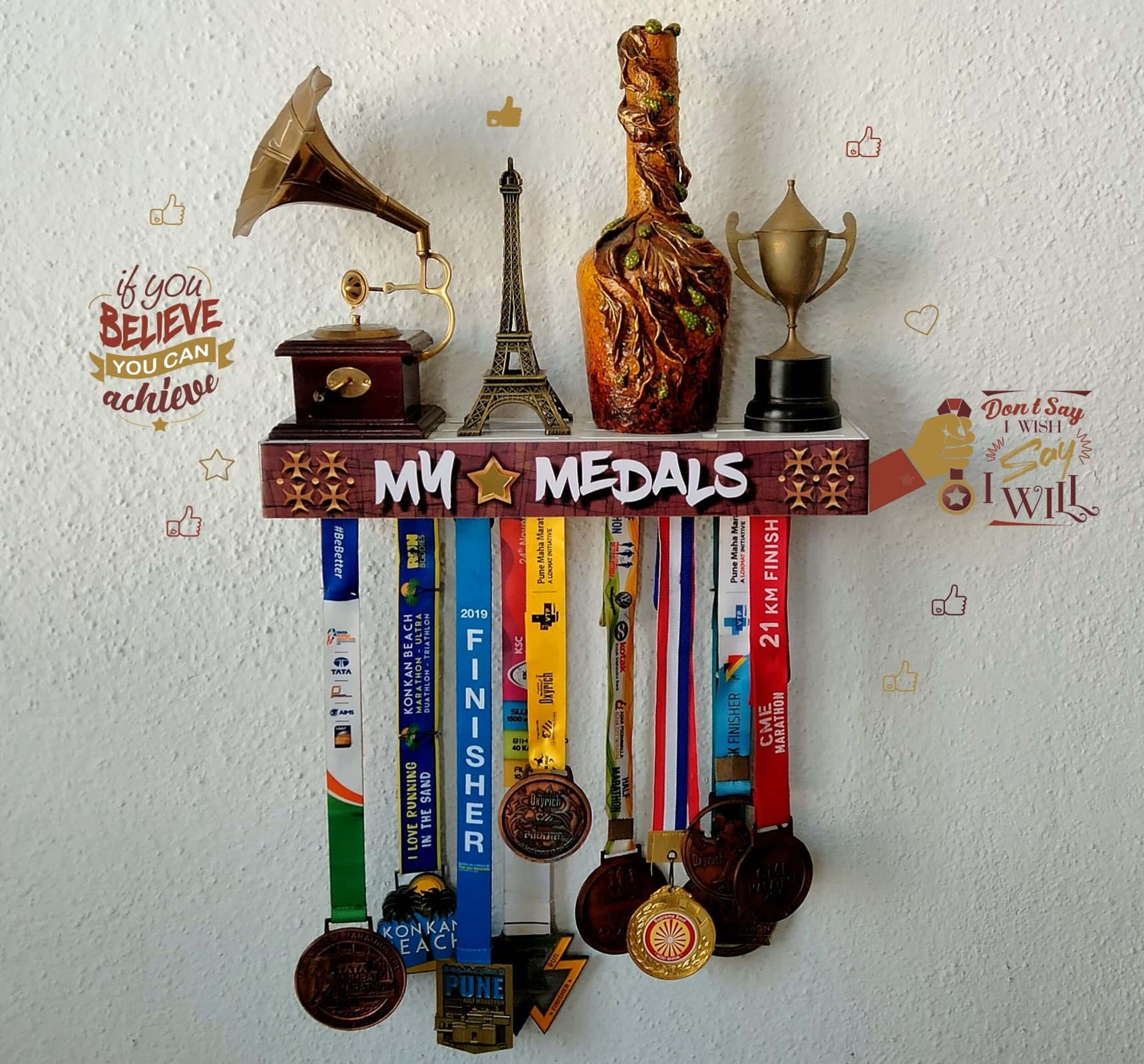 Medal SPACE My Medals Upto 50+Medals & 4-5 Trophys Capacity Metal Hanger Shelves (B09TSKNKF6) Amazon Price History, Amazon Price Tracker