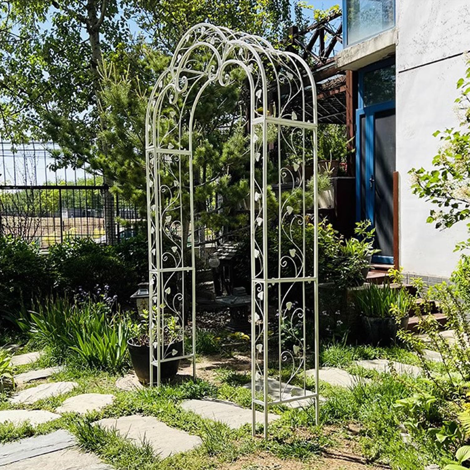 Generisch Gartenbogen 250x140x41 cm aus Metall,Hochzeitsbogen,Rankhilfe für Kletterpflanzen,Rostfreie Pergola für Gartenparty & Hochzeitsdeko,Elegantes Design für Garten oder Terrasse