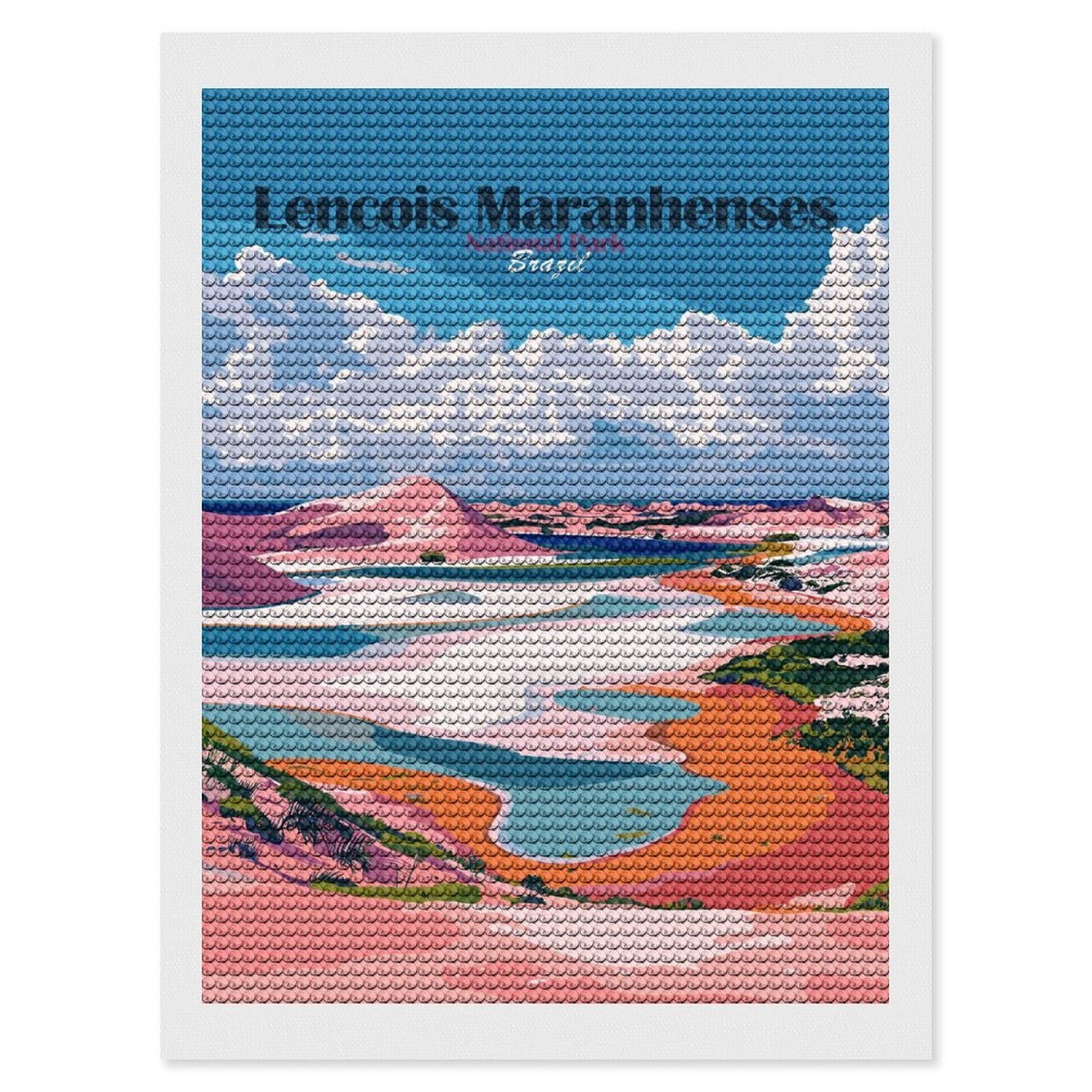 Junmoney Lençóis Maranhenses National Park Brazil Diamond Art Canvas 12"x16", Full Kit Included, Bedroom Decor, for Beginners, Thoughtful Handmade Gift