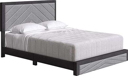 Miniatura 36 de Boyd Sleep Beaumont - Cama de plataforma tapizada con cabecero, base de colchón con 14 soportes de listones de madera, no requiere somier, piel