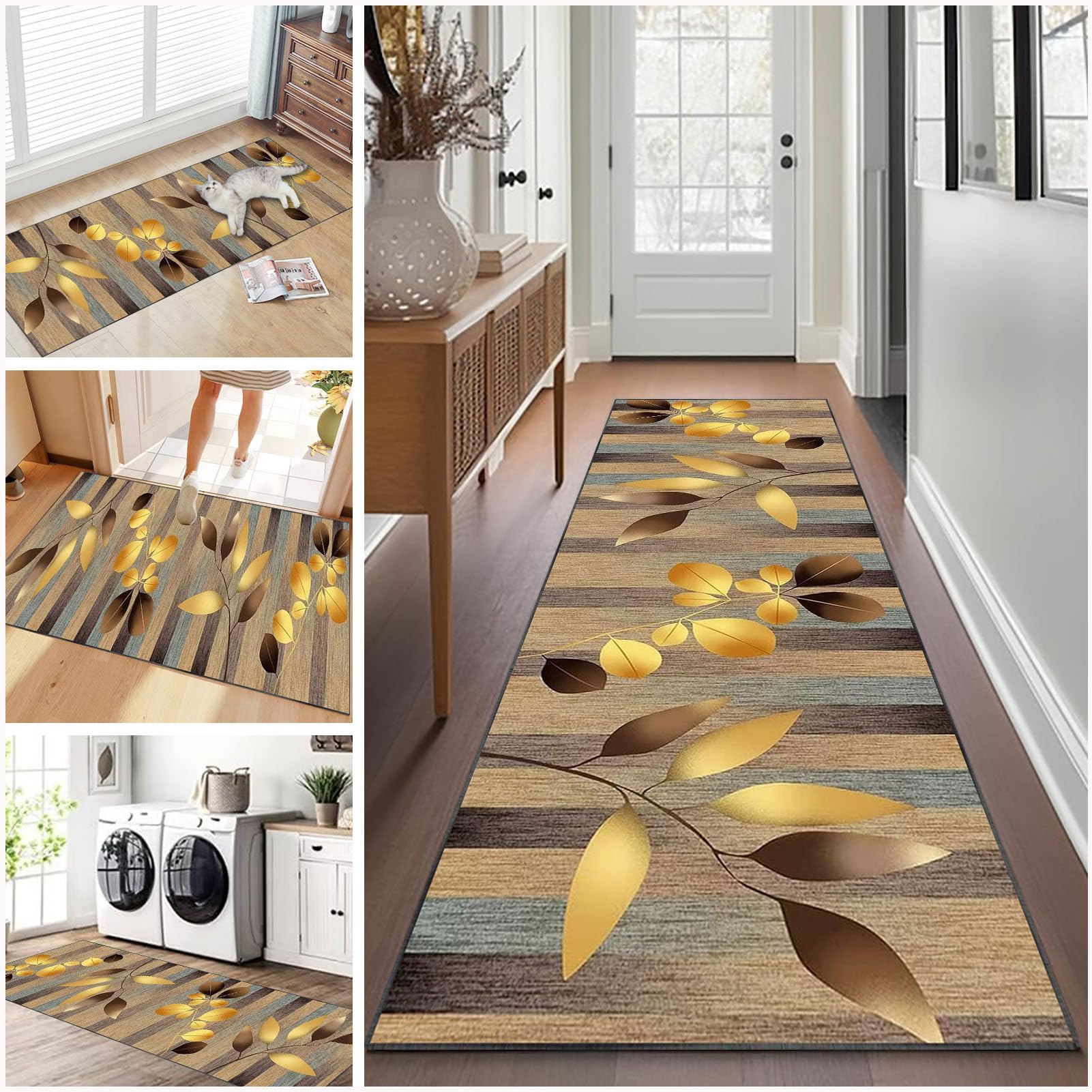 Carpet Runners for Hallways Non Slip Long 80 x 220 cm Washable Runner Rugs Kitchen Runner Absorbent Door Mats Hallway Hall Runners Narrow Rugs for Entrance Bedroom Hallways Living Room Kitchen
