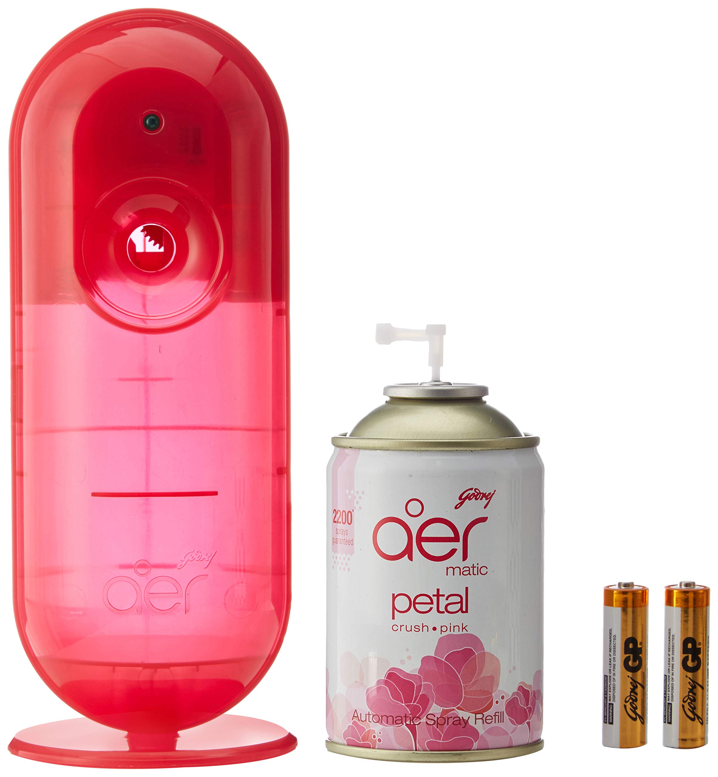 Godrej aer Matic, Automatic Air Freshener Kit With Flexi Control - Petal Crush Pink (225 Ml) - Spray