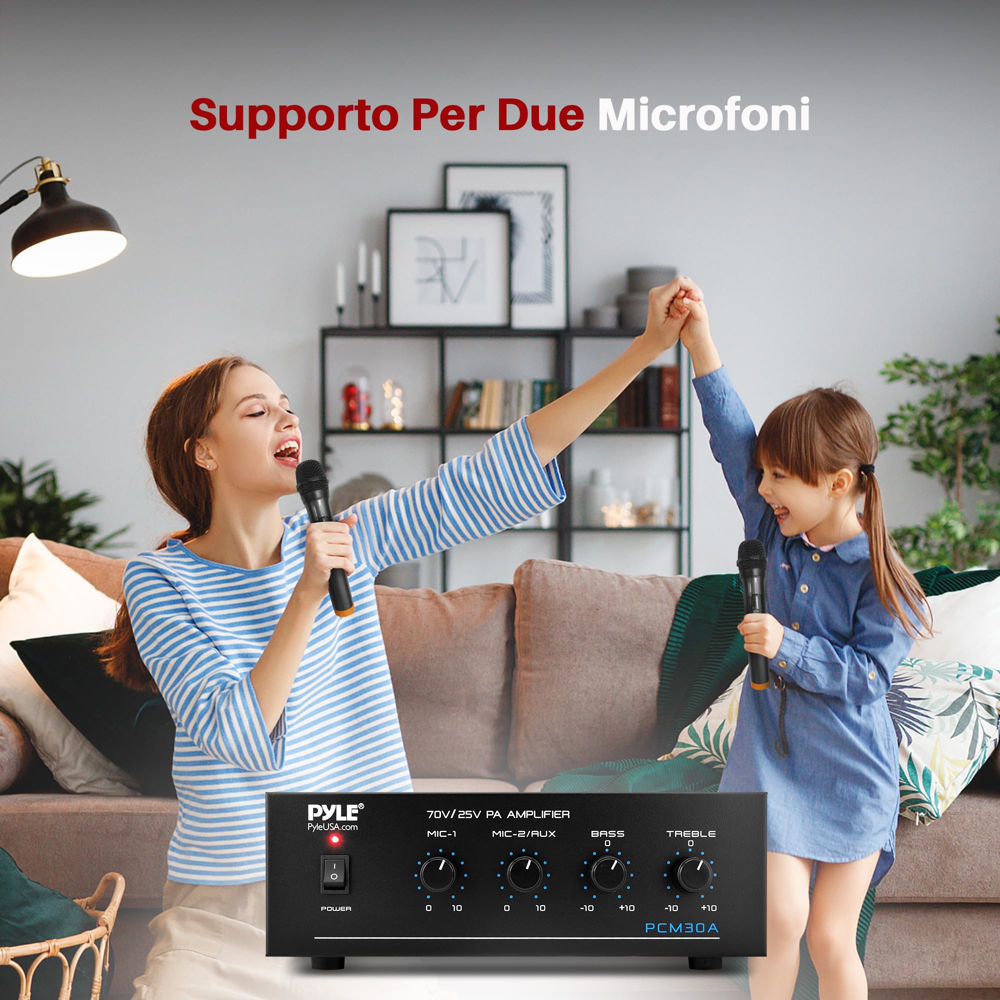 Pyle Amplificatore Karaoke Bluetooth Wireless da 500 Watt, Amplificatore Audio Stereo 4 Canali con AUX, Radio FM, USB e Microfono In, Potenza Picco, per Casa, Feste e Eventi