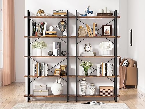 Miniatura 10 de Tribesigns Estantería de 5 niveles, estantería industrial con marco de metal, estante alto rústico para sala de estar, estudio, oficina en casa (1,