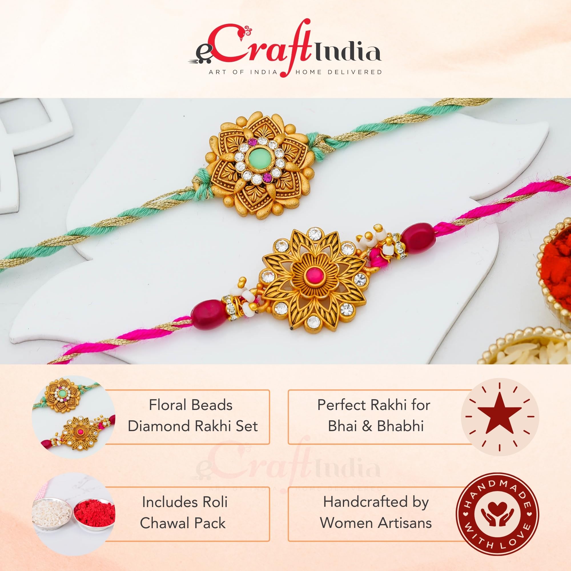 Diamond Rakhi Set - Best Bro Ever Gift -5