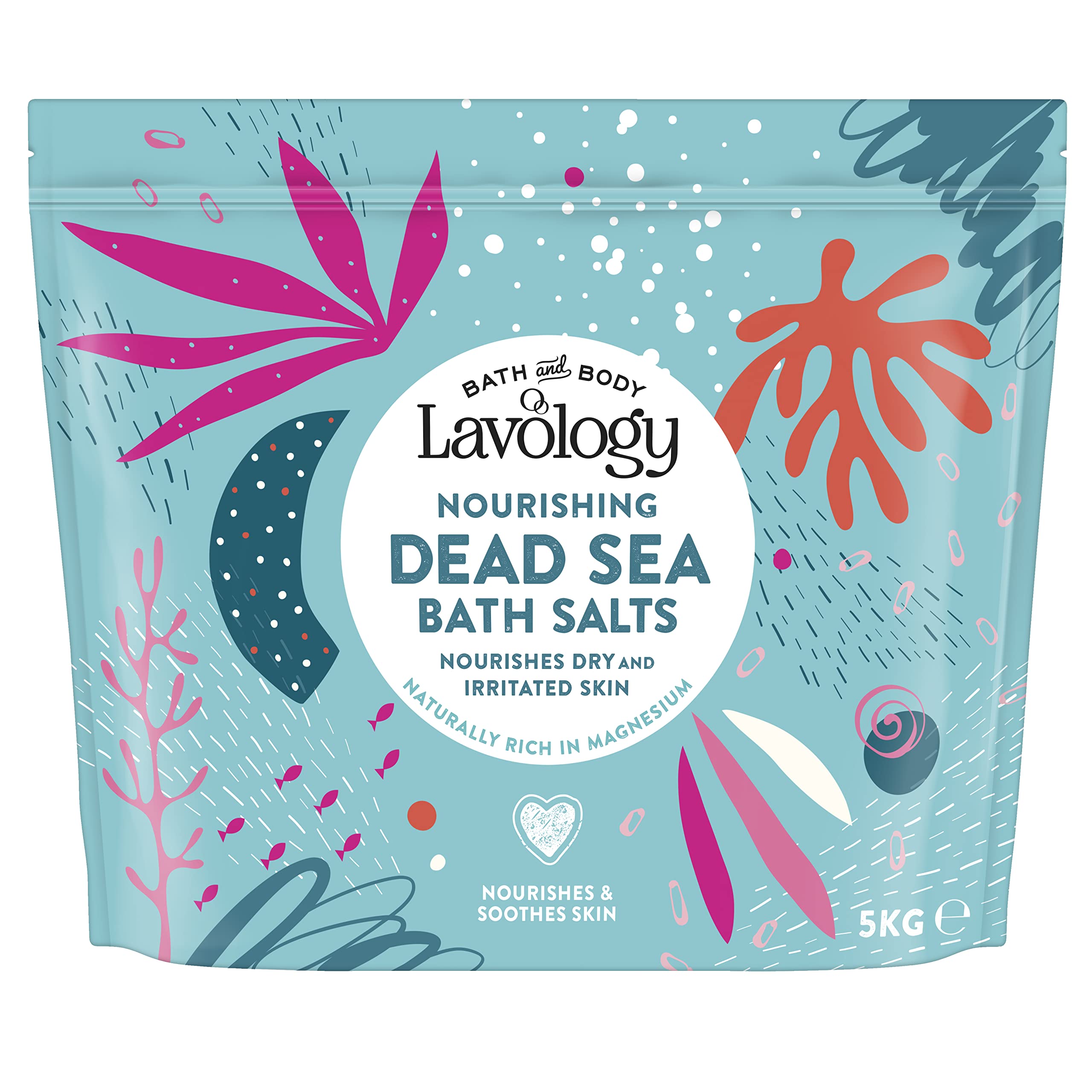 Lavology Sel de bain de la Mer Morte - 5kg - Tous les ingrédients naturels - Nourrit les peaux sèches et irritées
