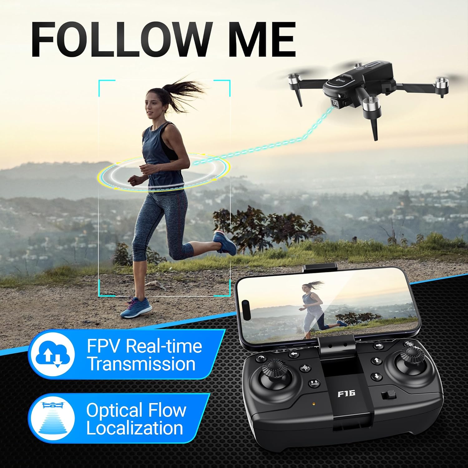 Contixo F16 Camera Drone For Kids, 360° Flip Brushless Motor 2.4G RC Quadcopter Foldable Gesture Control FPV Flying Drones with 17 Mins Intelligent Flight Time For Beginners children Indoor Outdoor