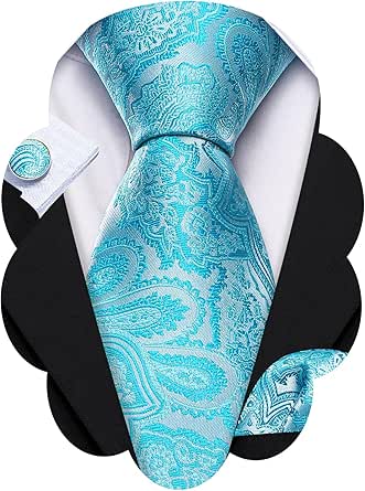 Seta Mano Fatto Cravatta Gemelli Fazzoletto Regali Set Festa Matrimonio - Foto 14