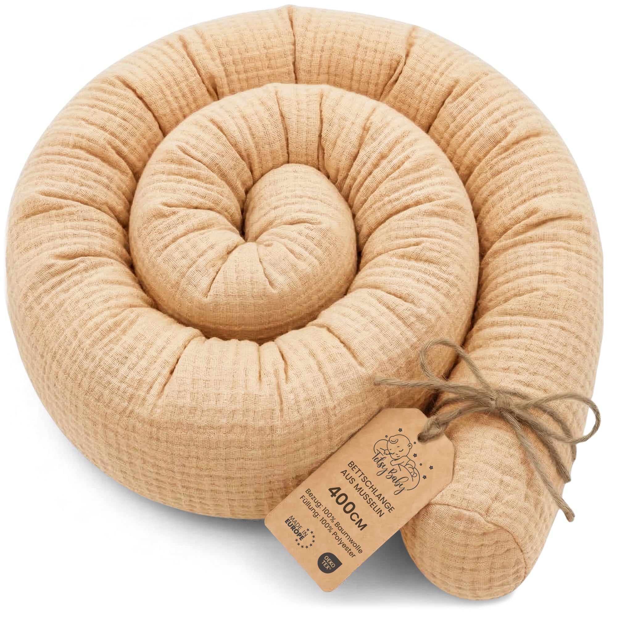 Poduszka boczna do spania muślinowa poduszka na ciało węża 400 cm - długa poduszka bed roll poduszka do spania pod szyję beżowy