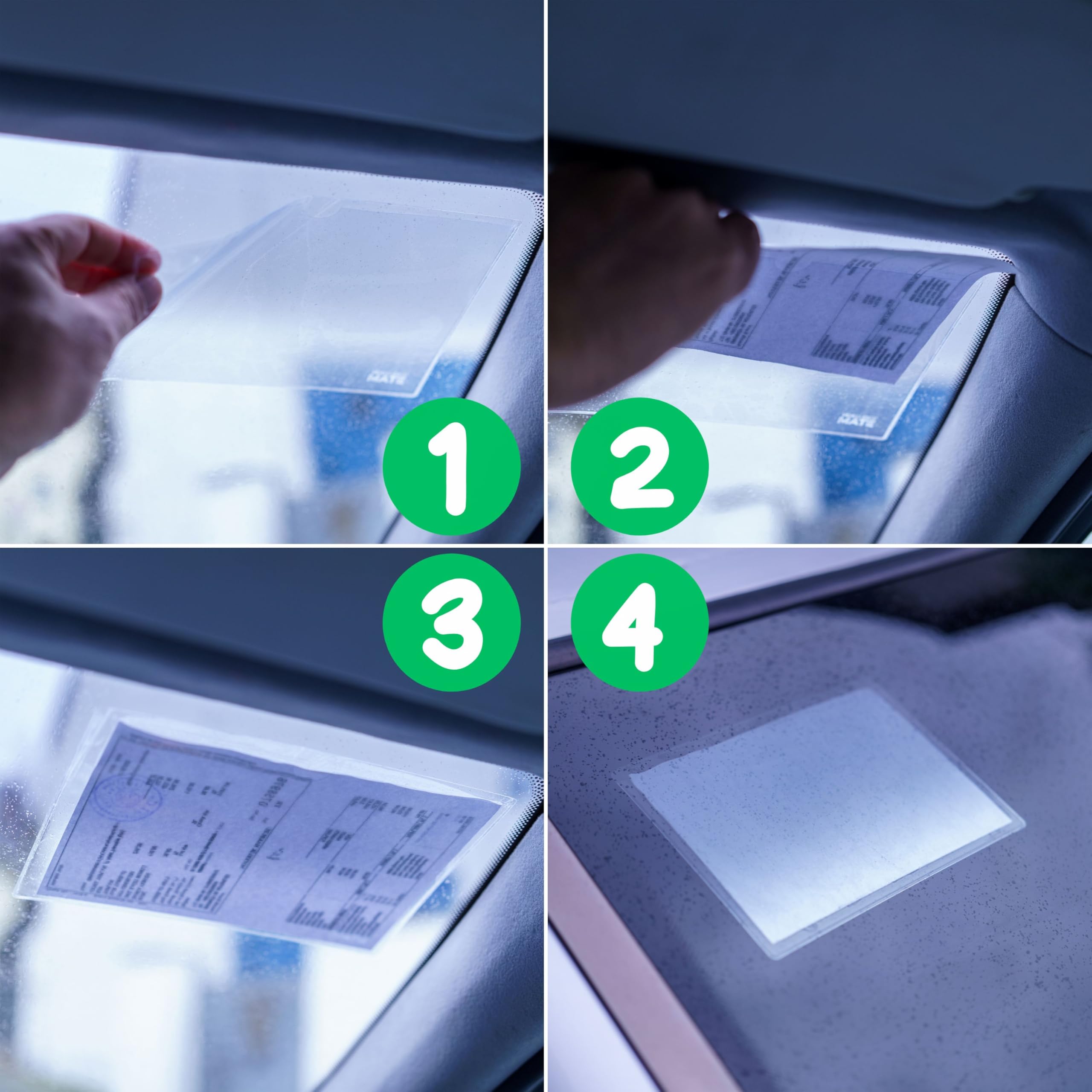 Bolsa adhesiva para parabrisas, 12 pzs, tamaño DINA5, 220 x 160 mm, en transparente, soporte de permiso de estacionamiento para pegar, sobre autoadhesivo permiso de estacionamiento de residente