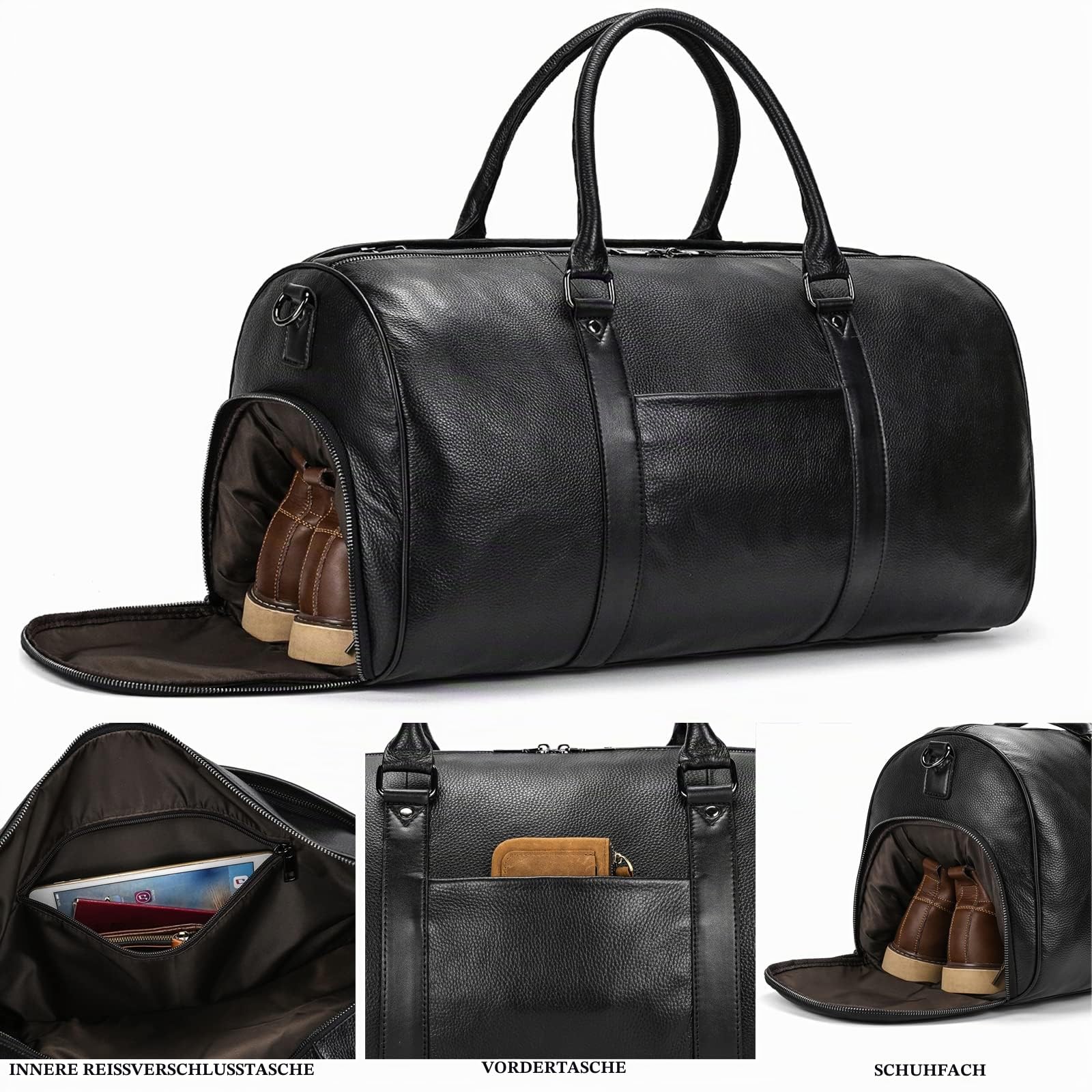 Reisetaschen Herren echt Leder Weekender Tasche Großen Kapazität Reisetasche Unisex Vintage Handgepäck Bag Overnight Weekend Bag