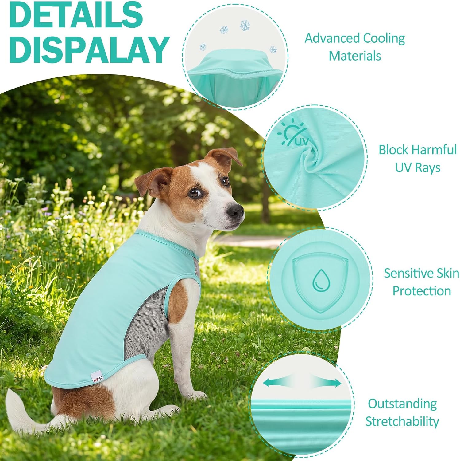 UPF 50+ Sun Protection Dog Shirt for Small Dogs - Breathable Sleeveless Vest with Reflective Strips, Sports Fan Pet T-Shirt, Lightweight UV Protective Apparel P23ST00501S