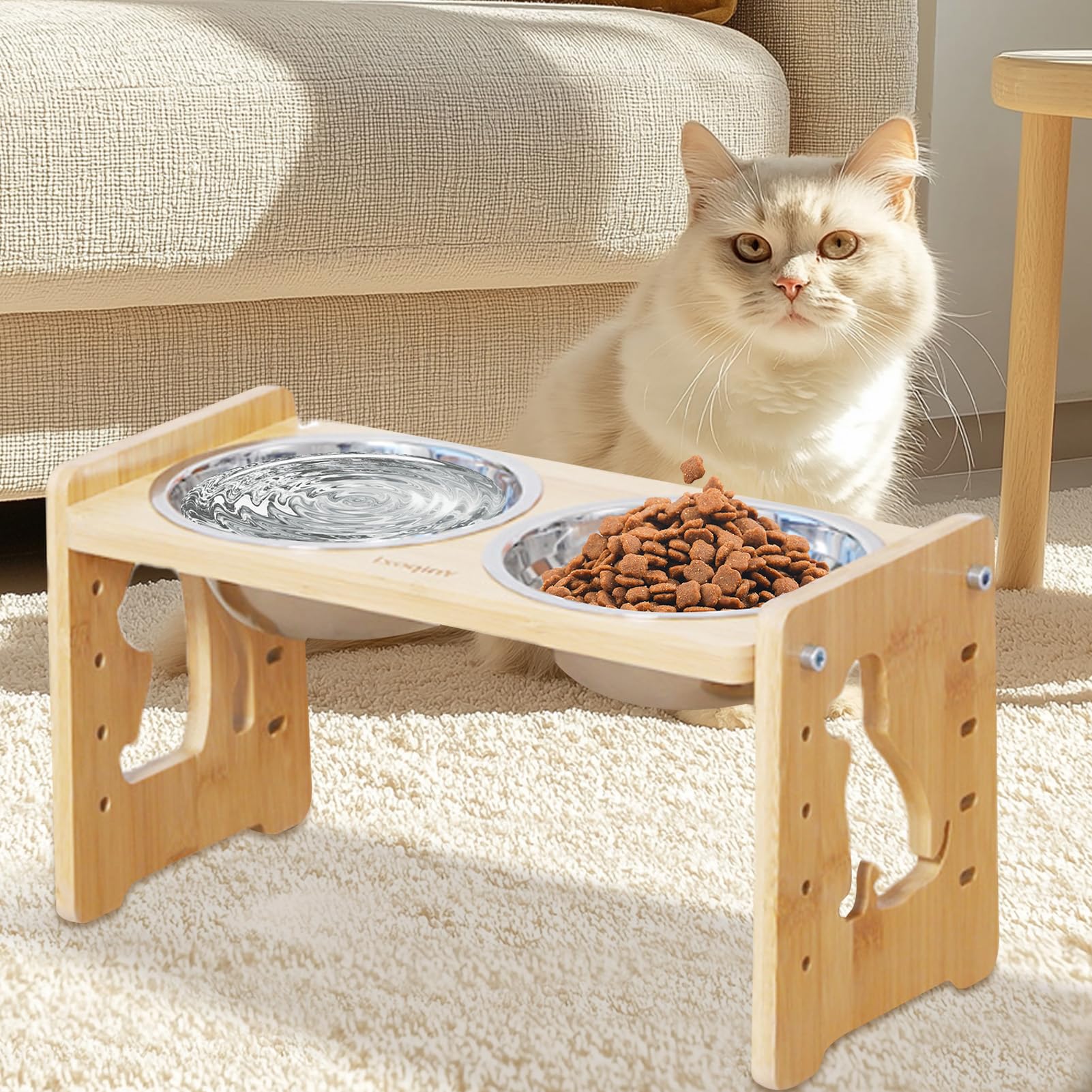 Elevated Dog Bowls, Adjustable Tilted Elevated Dog Food Bowl, Reusable Detachable Feeding Station, Ideal para Small, Medium, Large Puppies, Kittens, Cats, 12,99 x 7,68 x 6,38 pulgadas