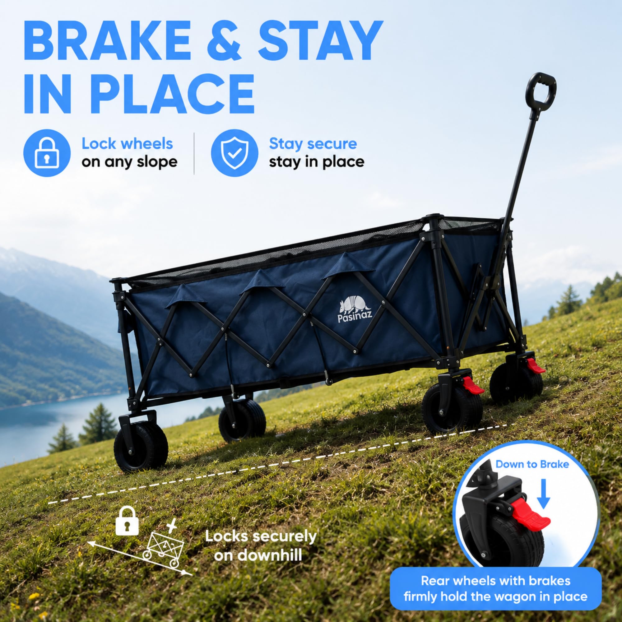Chariot pliable robuste avec roues tout-terrain