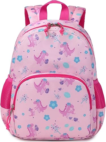 Mochila para niñas pequeñas, mochila de dinosaurio de 12.6 pulgadas para bebés y niñas, Dinosaurios rosados-mini, Mochilas Daypack