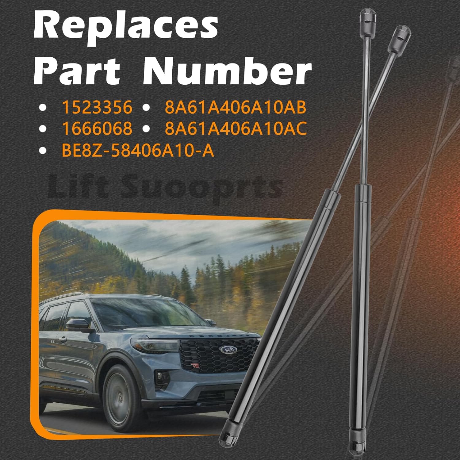 2 Pcs 21.47 in Liftgate Trunk Struts Lift Supports Compatible with Ford Fiesta 11-19 Shock Gas Spring Cylinder Rear Back Tailgate Hatch Replaces 1523356 1666068 8A61A406A10AB 8A61A406A10AC