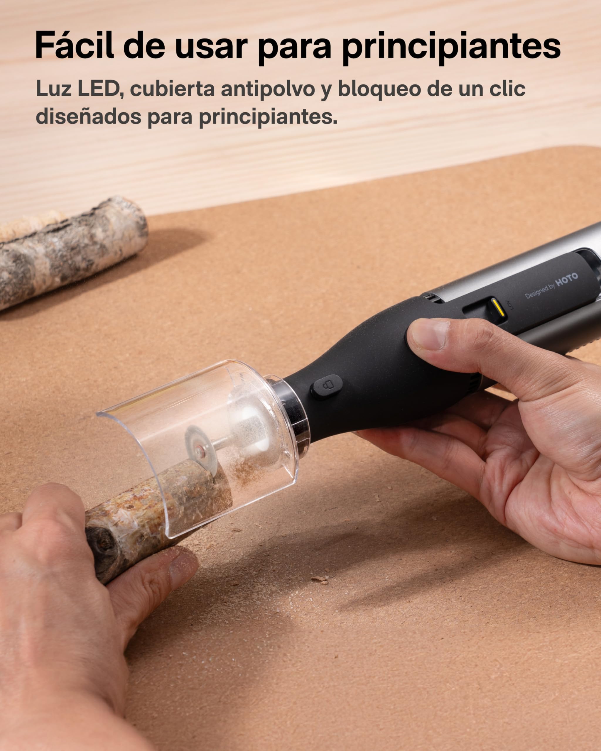 HOTO Amoladora Eléctrica, Multiherramienta de 12V con Luz LED, 5000-35000 RPM, Herramienta Rotativa con 37 Accesorios, para Grabar, Taladrar, Cortar y Esmerilar