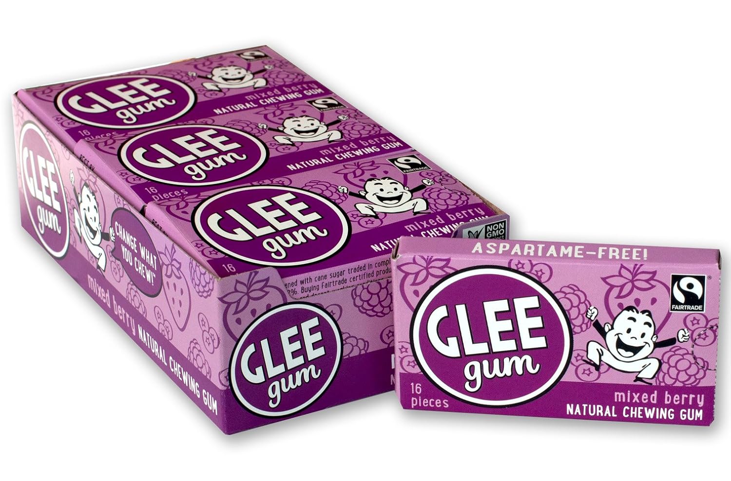 Glee Gum All Natural Mixed Berry Gum, Non GMO Project