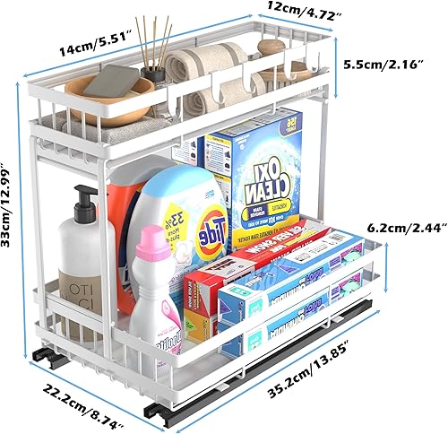 Miniatura 6 de COVAODQ Armario de baño multiusos para debajo del fregadero, organización y almacenamiento apilable de despensa de cocina, organizador de armario