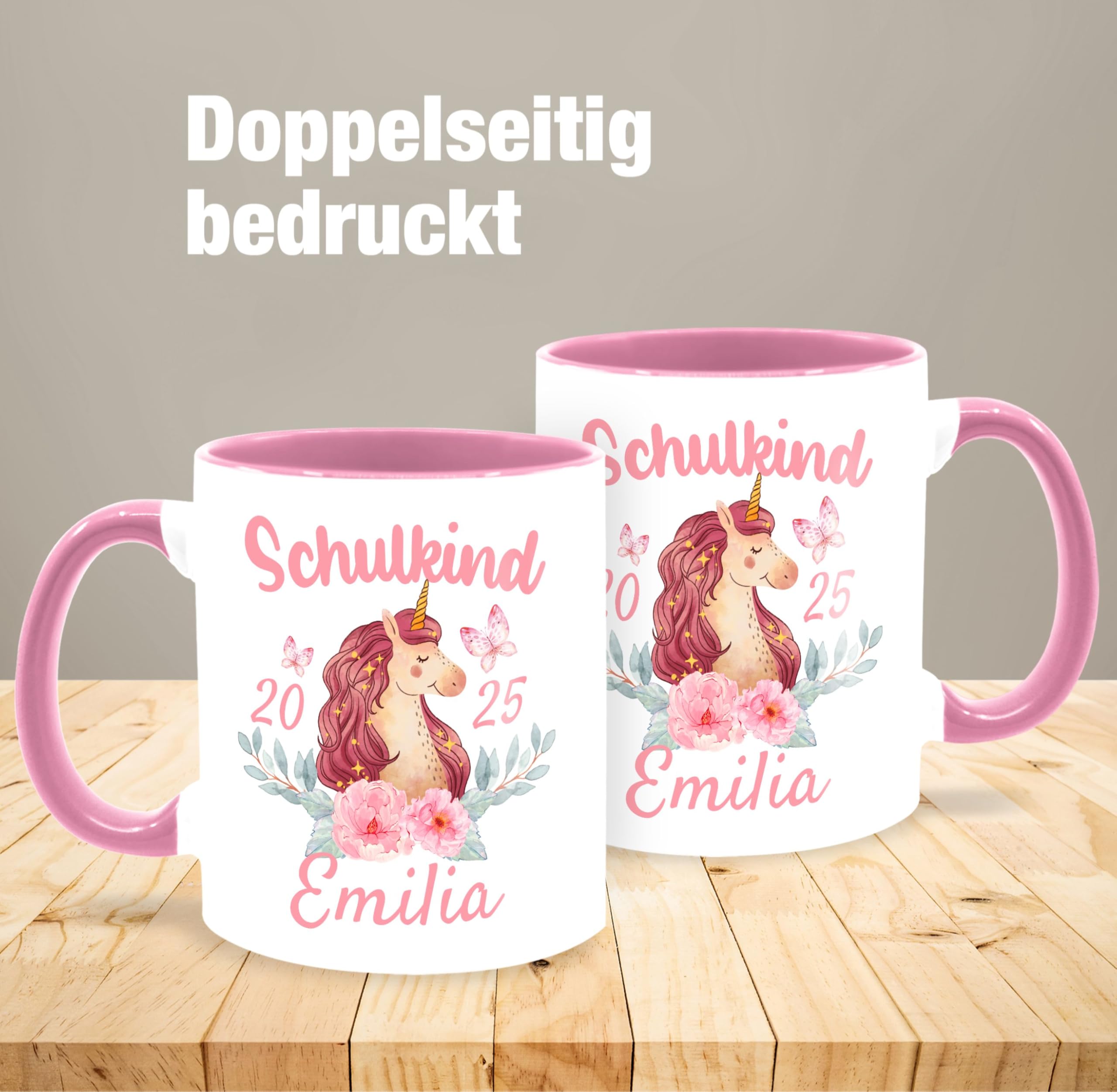 Tasse Emaille Becher Zum Schulanfang Zur Einschulung Pferd Stute Weiß