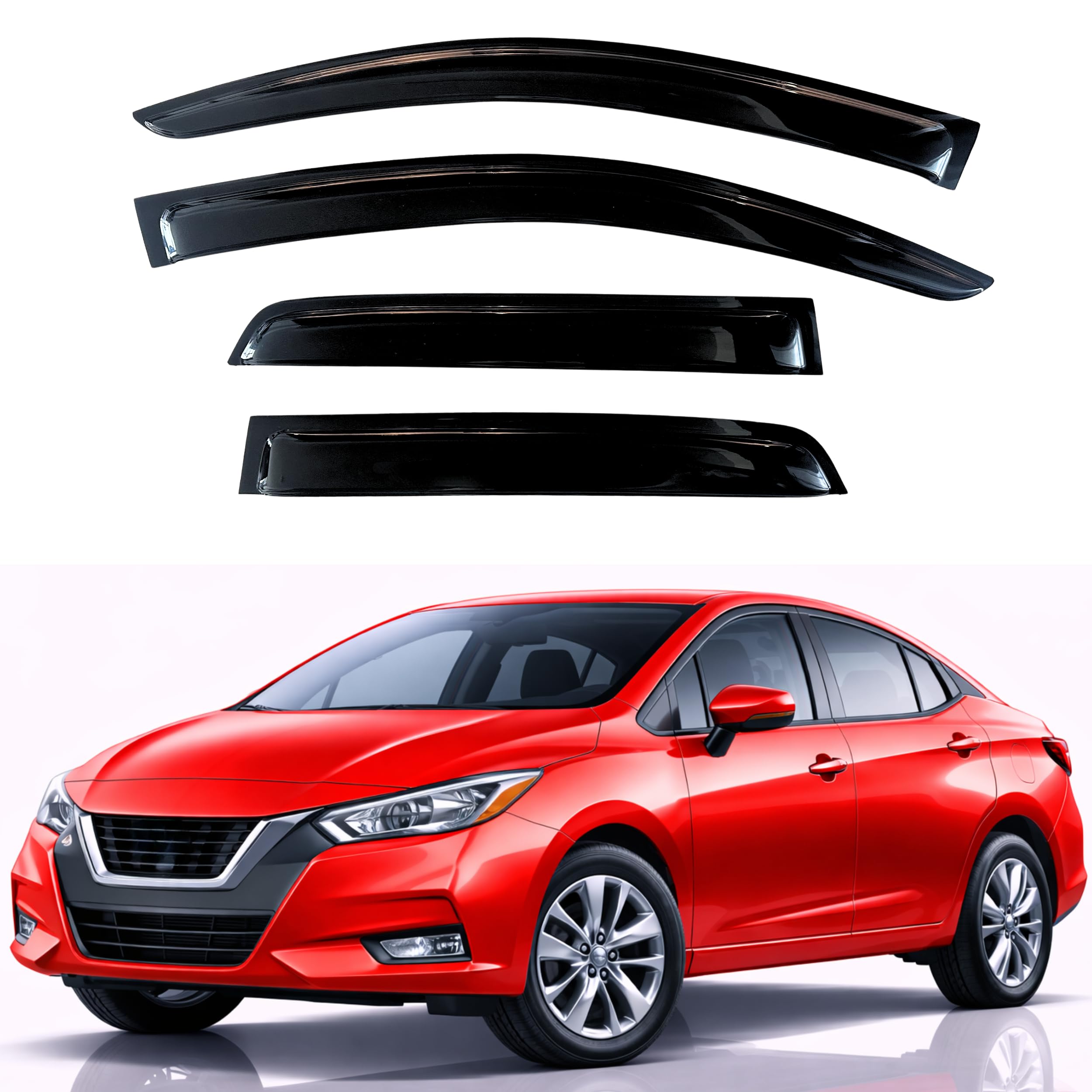 KPY Rain Guards Fit for 2020-2025 Nissan Versa Sedan, Out-Channel Window Visors Vent Wind Deflectors 4PC, Car Accessories for 20-25 Versa Sedan