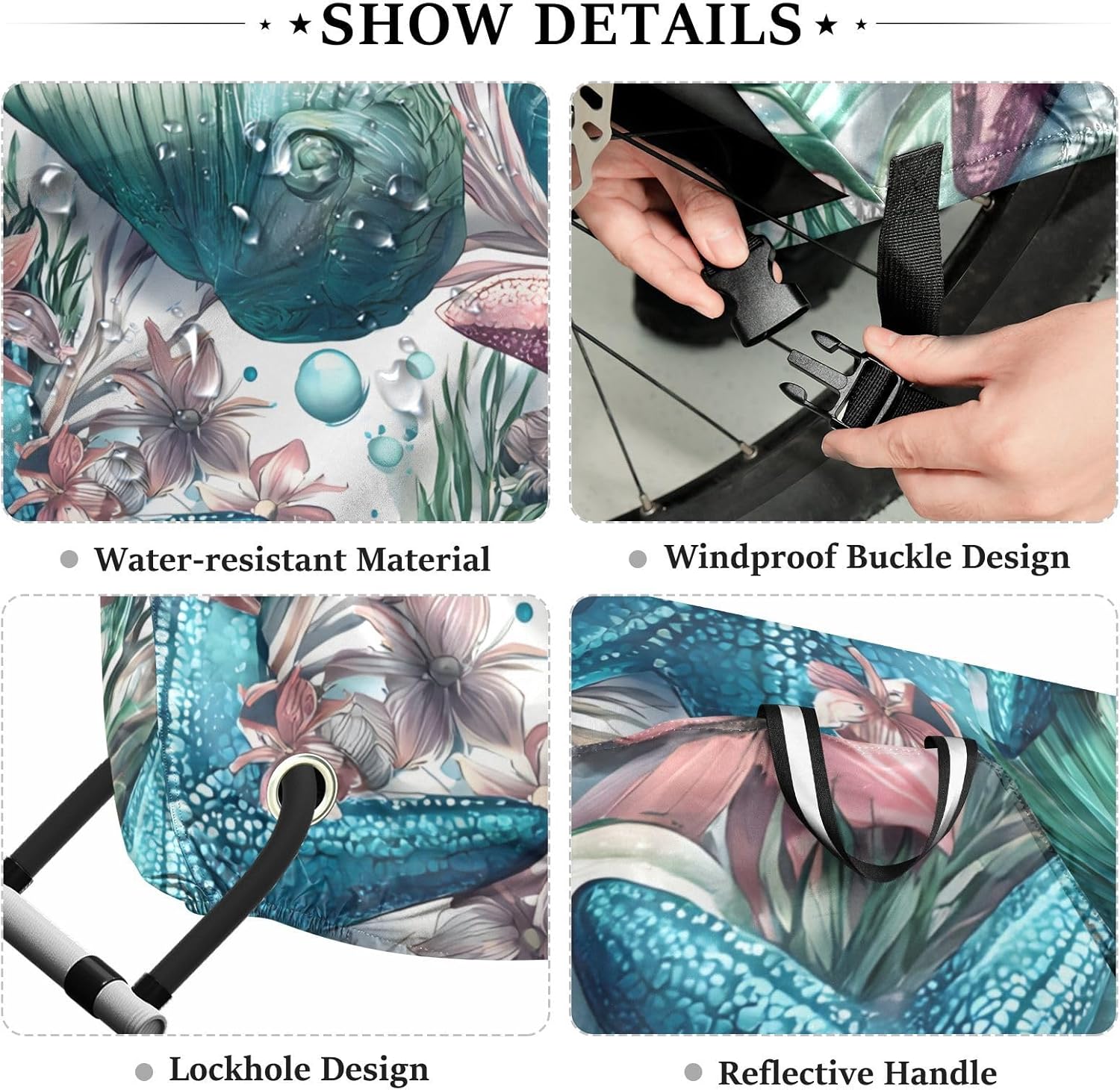 ALAZA Starfish Shell Bike Cover Waterproof Outdoor Ebike Bicycle Covers Tarp Protection for 1/2 Bikes, Sun UV Dust Wind Proof