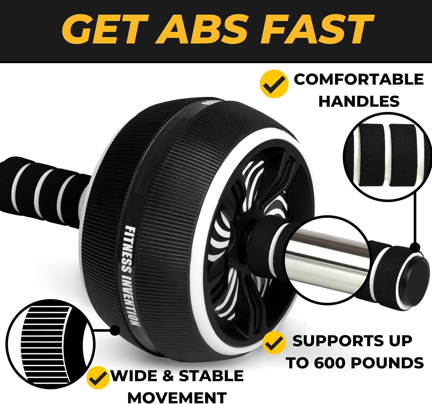 Ab Roller Wheel - 3-In-1 Ab Wheel Roller & Jump Rope - Ab Roller for Abs Workout - Ab Wheel Roller for Core Workout - Rueda Para Abdominales - Abs Roller for Abs Workout - Exercise Wheels for Abs - Workout Equipment for Home Workouts