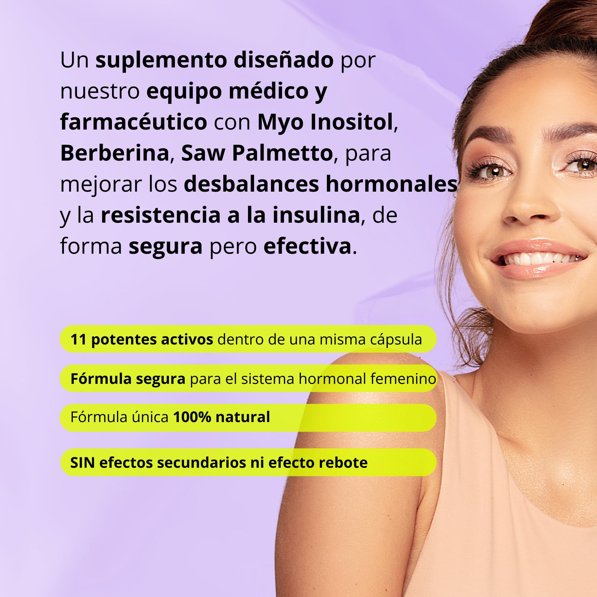 Myo-Inositol + Zinc + Berberina - 11 Activos - Trata el Acné Hormonal | Equilibrio Hormonal Femenino - para Ciclos Irregulares y SOP - Reduce Caída del Cabello - 90 cápsulas | Nonna Cosmetics
