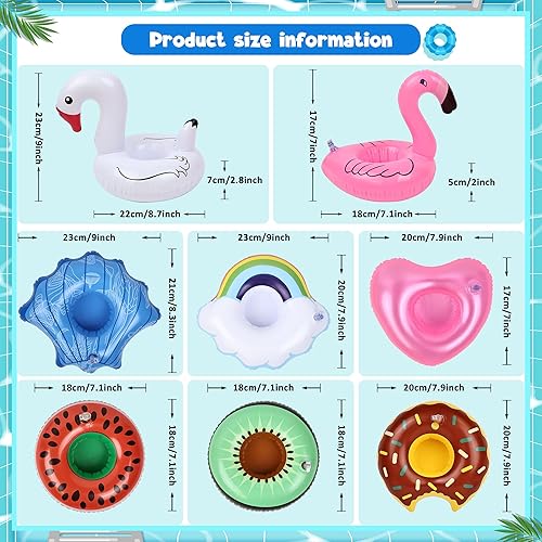 Miniatura 6 de Paquete de 12 soportes inflables para bebidas, flotadores de bebidas para piscina, soporte de bebida para piscina, despedida de soltera, decoración