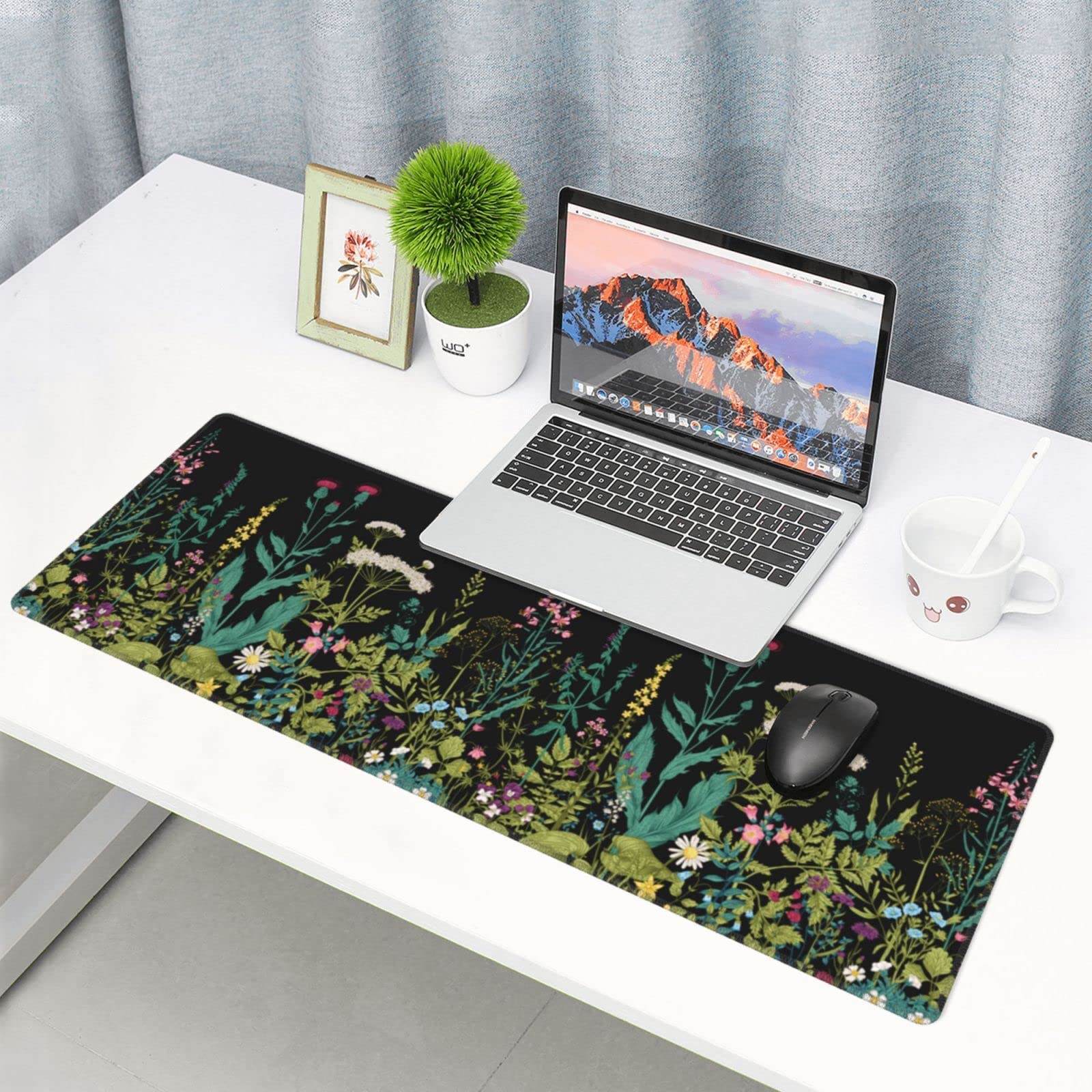Großes Kawaii Mauspad Mit Blauer Schleife – 80 X 40 Cm, Rutschfeste Gummi-Unterseite, Glatte Oberfläche, Für Büro & Gaming