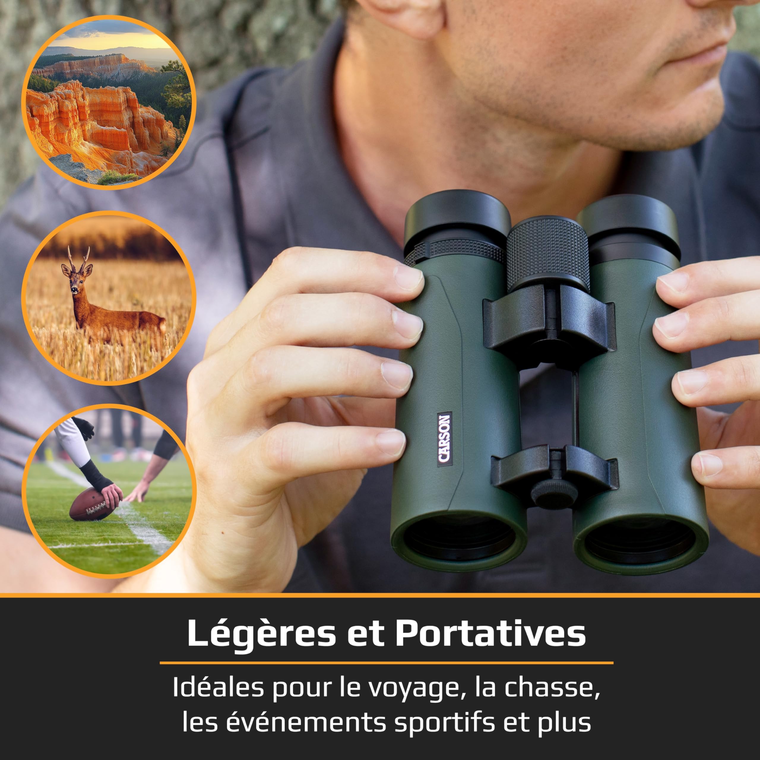 Carson jumelles Série RD 8x42 mm HD complètes et étanches à double pont (RD-842)