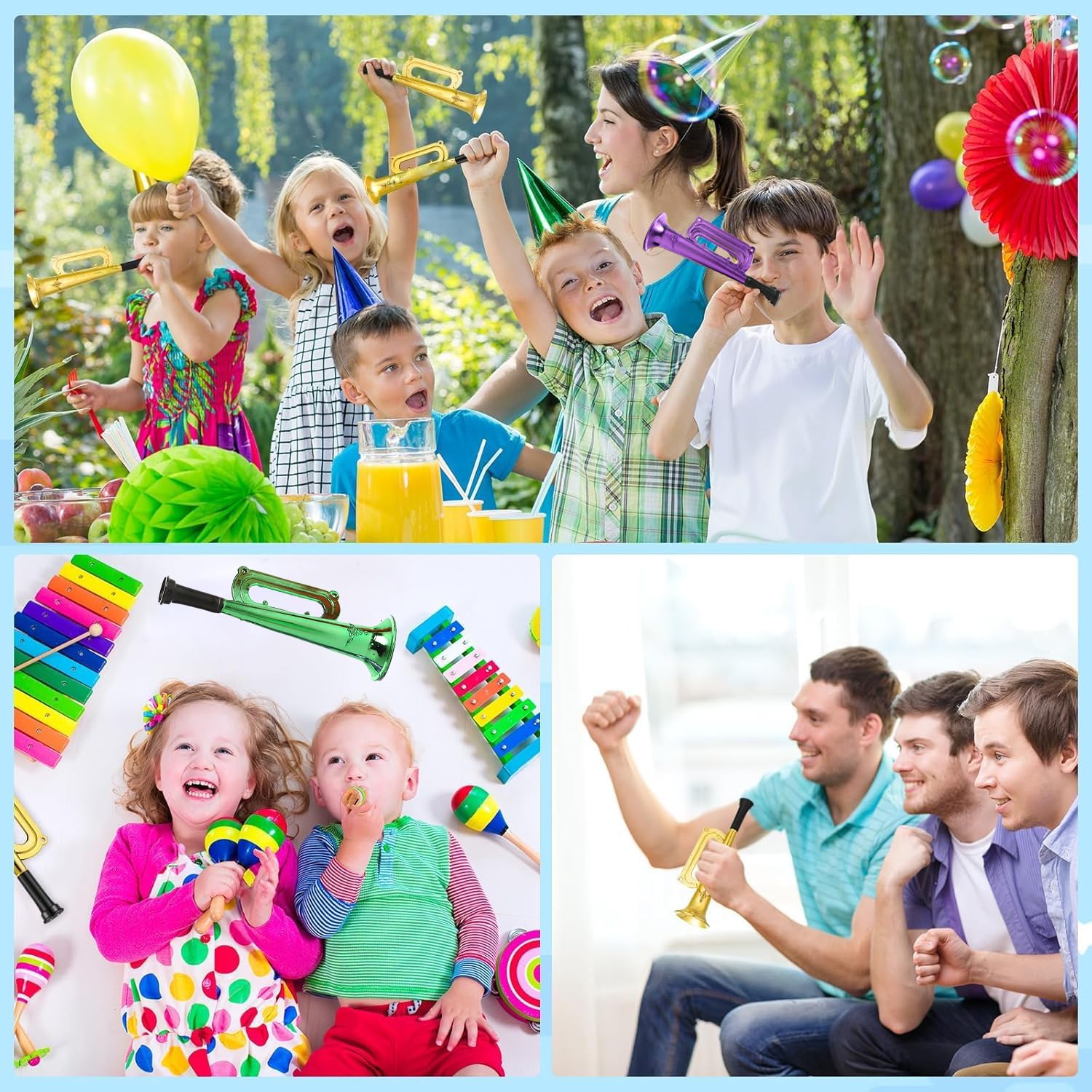 6 Piezas Bocina Trompeta De Juguete, Trompeta Porristas Bocina, Musicales de Plástico, Bocina Muy Fuerte Apoyos Alegría Noisemakers, Accesorios para Fiesta Favor Regalo Niños Juguete