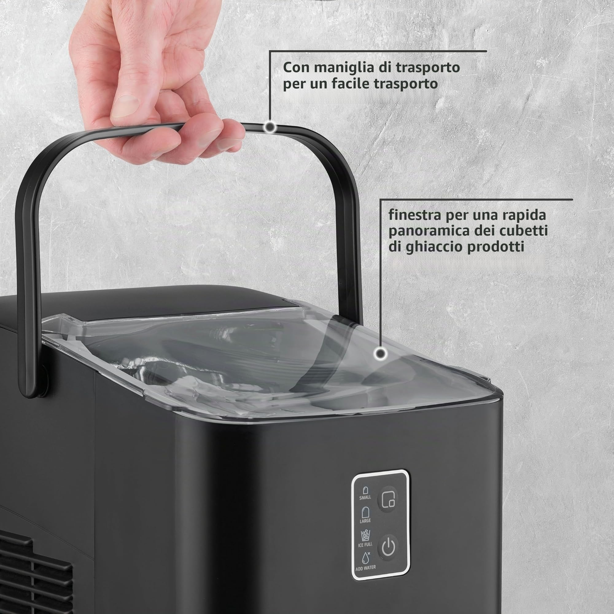 CASO IceChef compact - Macchina del ghiaccio autopulente, macchina per il ghiaccio con serbatoio da 1L, ideale per casa e cucina, produce ghiaccio in 6 minuti, fino a 12 kg in 24 ore, nero