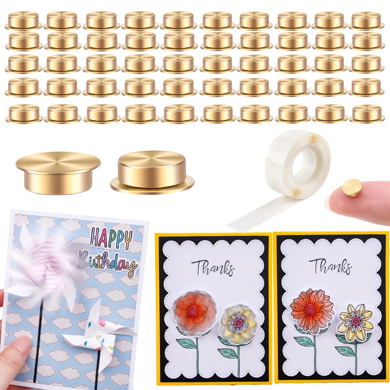 50Pcs Mini Metal Rotating Bearings for DIY Handmade Crafts Paper Cards Scrapbooking DIY Greeting Cards 360°Rotation Smooth Spin Mechanism Spinner for Jewelry Making Nail Decoration