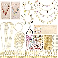 Wurosi 443pcs Gold Charm Bracelet Necklace Making Kit for Women - 202 Charms, Paperclip Chains, Pliers, Beginner Jewelry Crafts Supplies