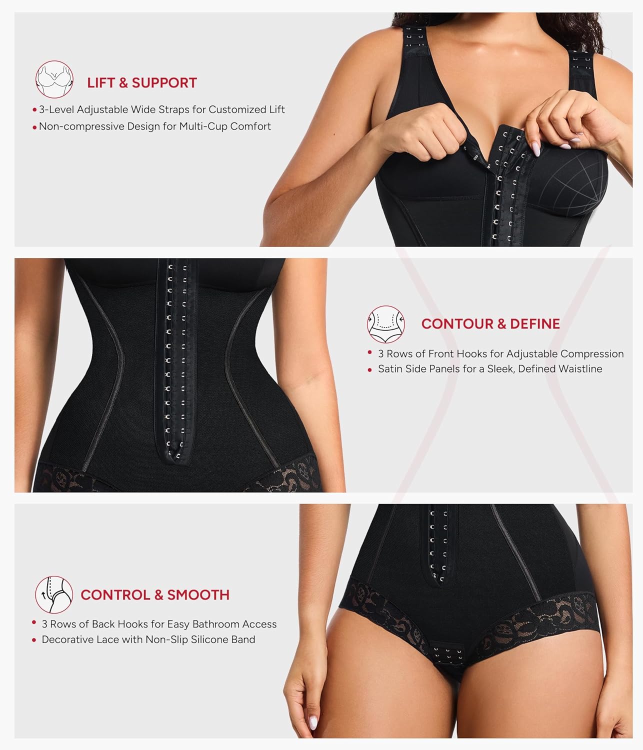 Nebility Fajas Colombianas Moldeadoras Bodysuit Shapewear for Women Tummy Control Body Shaper Faja Postpartum Butt Lifter - Image 4