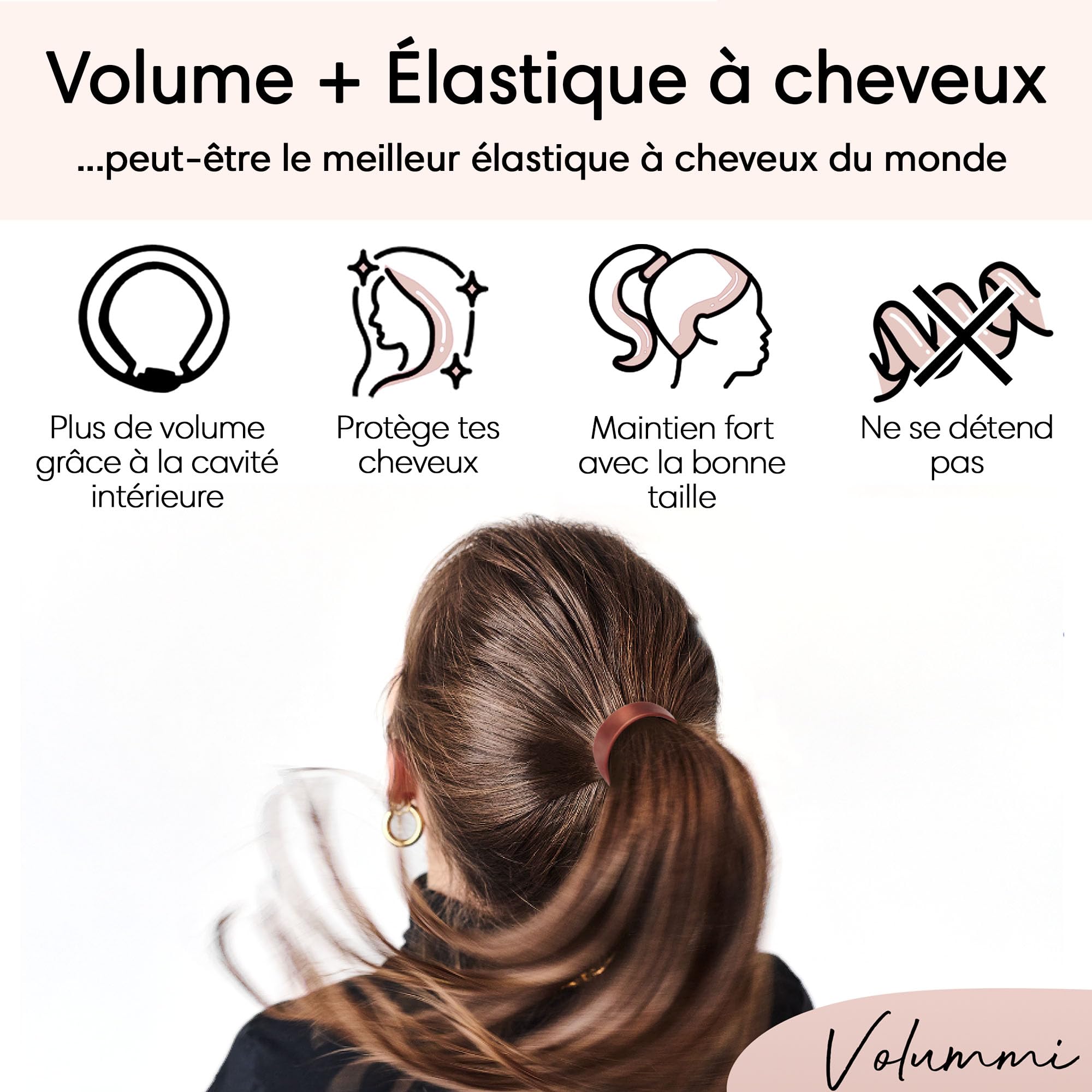 Chouchou à cheveux - Élastique tressé innovant pour visiblement plus de volume dans la queue de cheval - Maintien solide et doux pour les cheveux - Fabriqué en Allemagne - Bronze Glow M pour