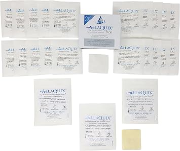 Stop Bleeding Gauze Combo Pack Bundle AllaQuix High Performance + AllaQuix Lite Includes 3-Pack of High Performance - Large 2"x2" + Box of 20 Lite Calcium Alginate - Large 2"x2"