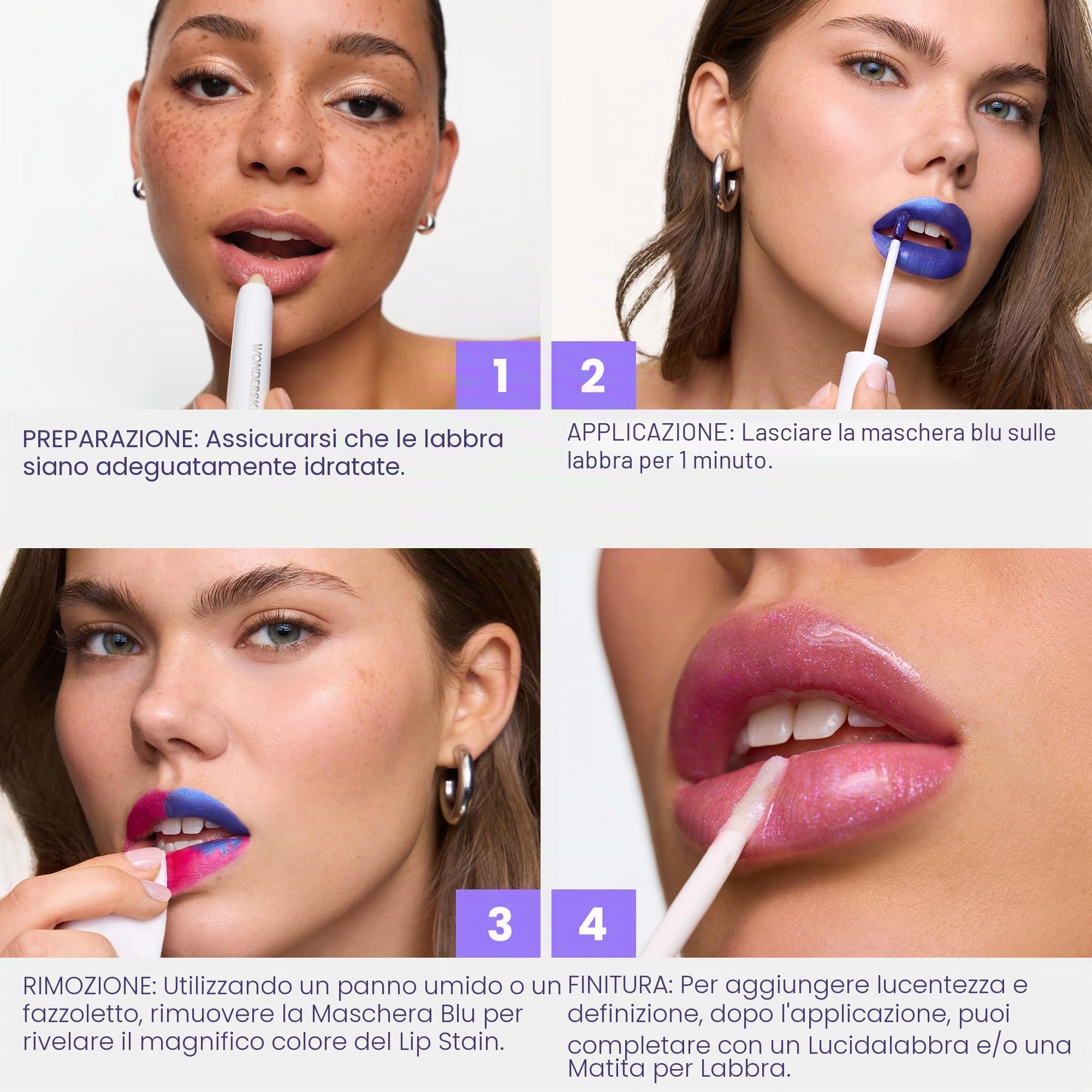 Wonderskin Wonder Blading Lip Stain Peel Off Masque - Tinta Per Labbra Nude A Lunga Durata, Resistente All'Acqua E Al Trasferimento, Finitura Opaca Trucco Peel Off (Whimsical Masque)
